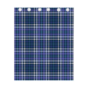 Blue Border Tartan Pattern Print Curtain