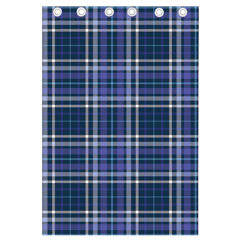 Blue Border Tartan Pattern Print Curtain