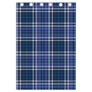 Blue Border Tartan Pattern Print Curtain