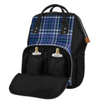 Blue Border Tartan Pattern Print Diaper Bag