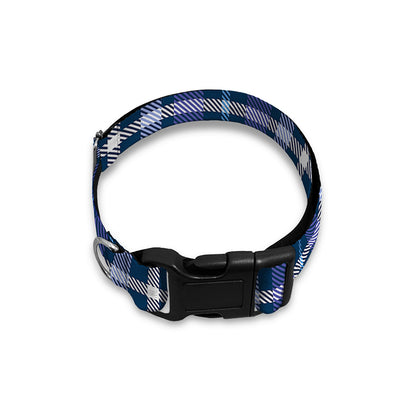 Blue Border Tartan Pattern Print Dog Collar