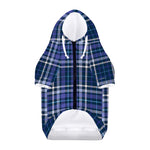 Blue Border Tartan Pattern Print Dog Zip Up Hoodie