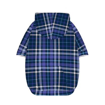 Blue Border Tartan Pattern Print Dog Zip Up Hoodie