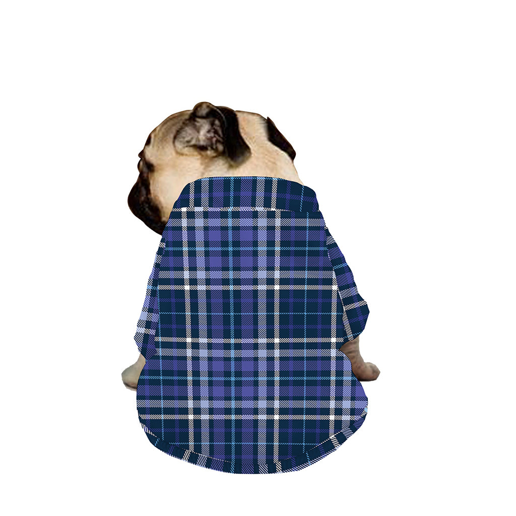 Blue Border Tartan Pattern Print Dog Zip Up Jacket