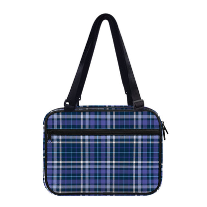 Blue Border Tartan Pattern Print Double Strap Bible Bag