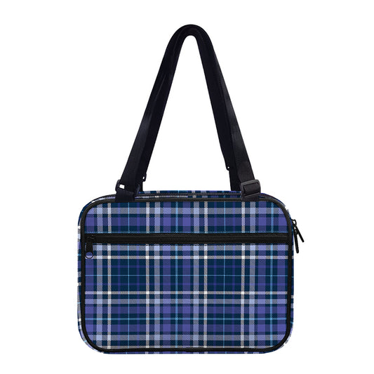 Blue Border Tartan Pattern Print Double Strap Bible Bag