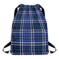 Blue Border Tartan Pattern Print Drawstring Backpack
