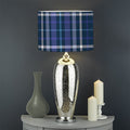 Blue Border Tartan Pattern Print Drum Lamp Shade