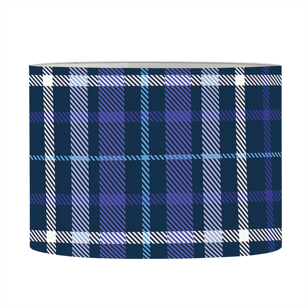 Blue Border Tartan Pattern Print Drum Lamp Shade