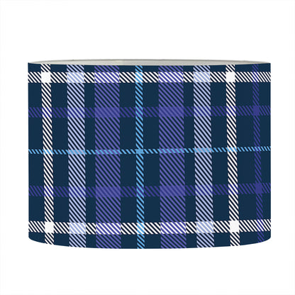 Blue Border Tartan Pattern Print Drum Lamp Shade