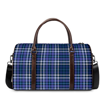 Blue Border Tartan Pattern Print Duffle Bag