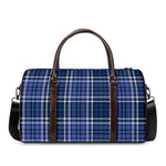 Blue Border Tartan Pattern Print Duffle Bag