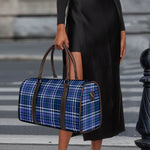 Blue Border Tartan Pattern Print Duffle Bag