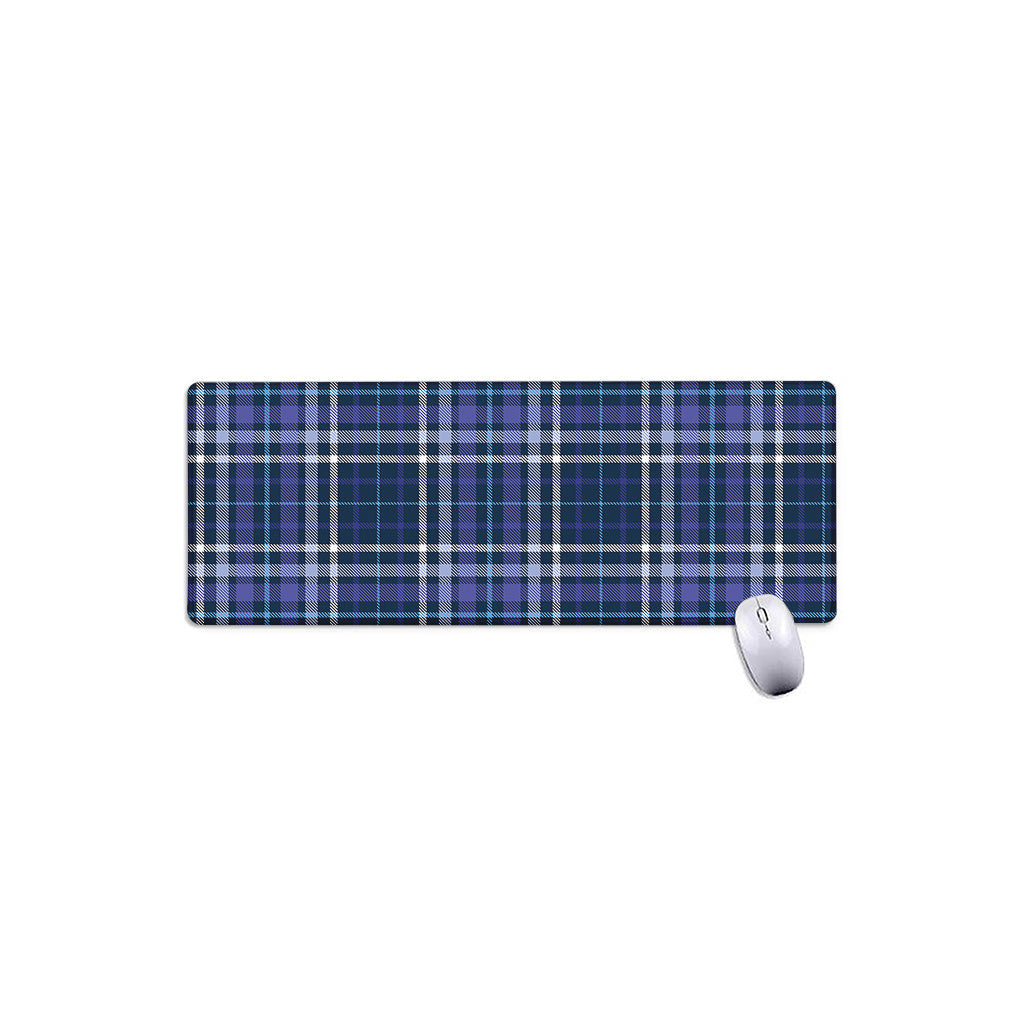 Blue Border Tartan Pattern Print Extended Mouse Pad