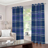 Blue Border Tartan Pattern Print Extra Wide Grommet Curtains