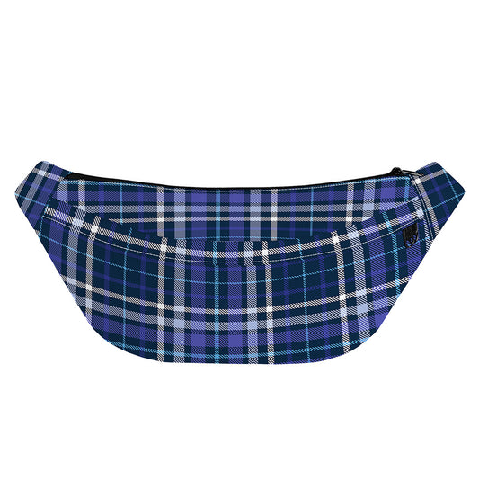 Blue Border Tartan Pattern Print Fanny Pack