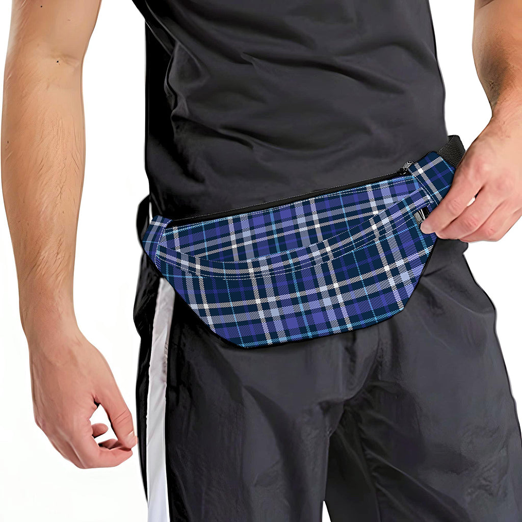 Blue Border Tartan Pattern Print Fanny Pack