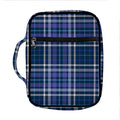 Blue Border Tartan Pattern Print Front Pocket Bible Bag