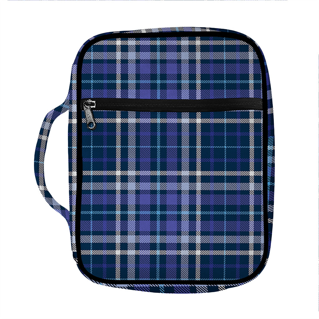 Blue Border Tartan Pattern Print Front Pocket Bible Bag