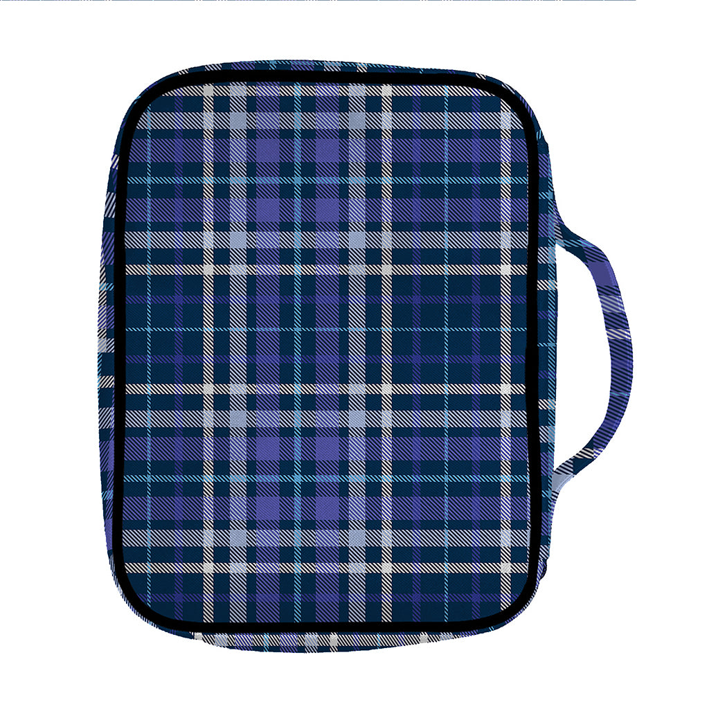 Blue Border Tartan Pattern Print Front Pocket Bible Bag