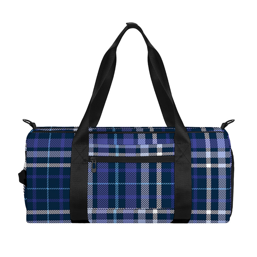 Blue Border Tartan Pattern Print Gym Bag