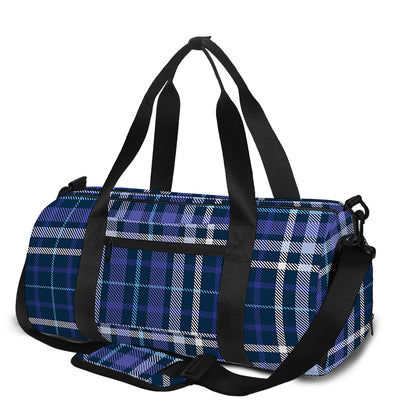 Blue Border Tartan Pattern Print Gym Bag