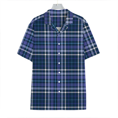 Blue Border Tartan Pattern Print Hawaiian Shirt