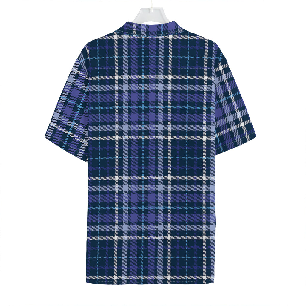 Blue Border Tartan Pattern Print Hawaiian Shirt
