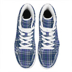 Blue Border Tartan Pattern Print High Top Leather Sneakers