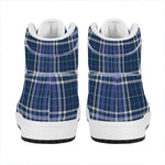 Blue Border Tartan Pattern Print High Top Leather Sneakers