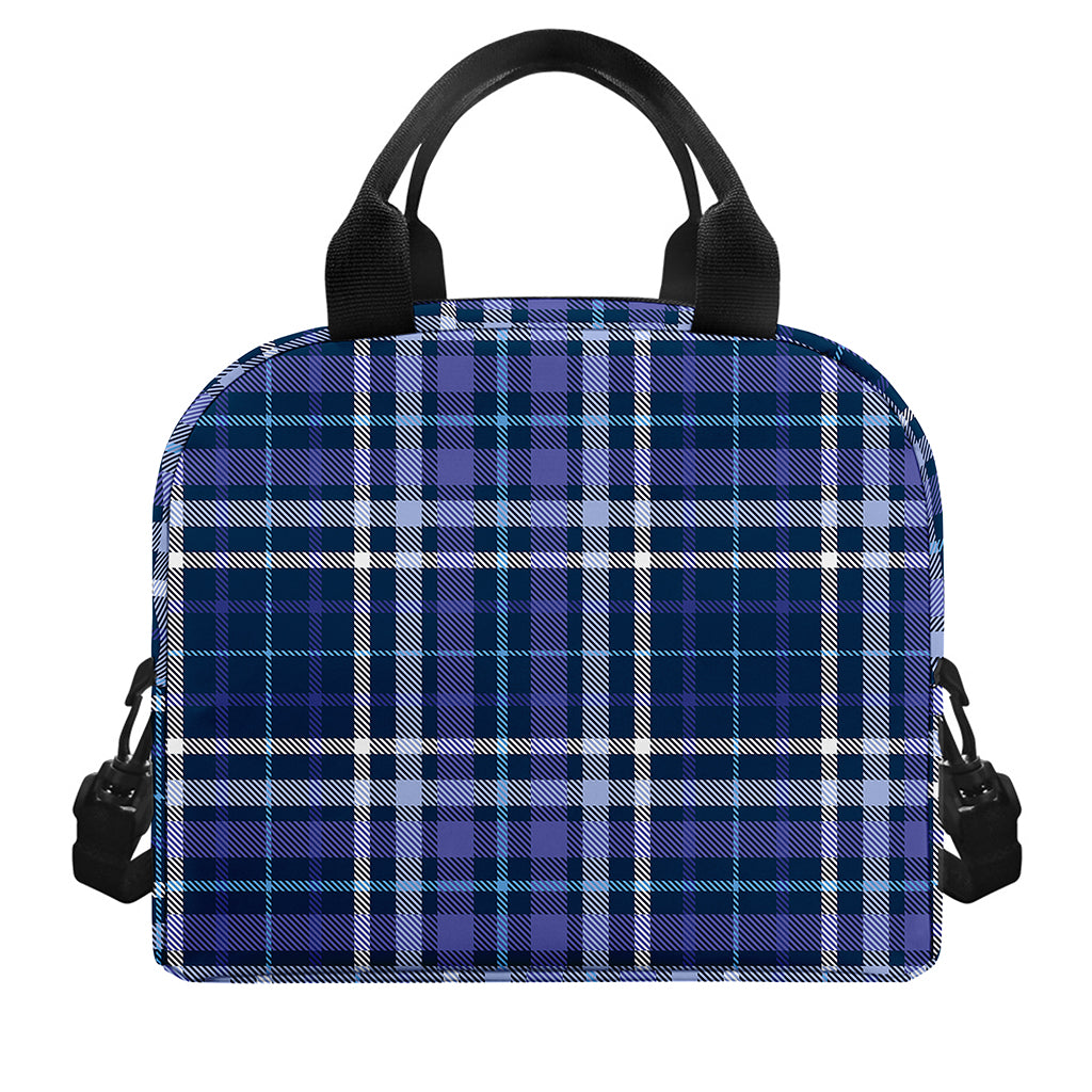 Blue Border Tartan Pattern Print Insulated Lunch Bag