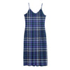 Blue Border Tartan Pattern Print Jersey Midi Cami Dress