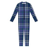 Blue Border Tartan Pattern Print Jumpsuit