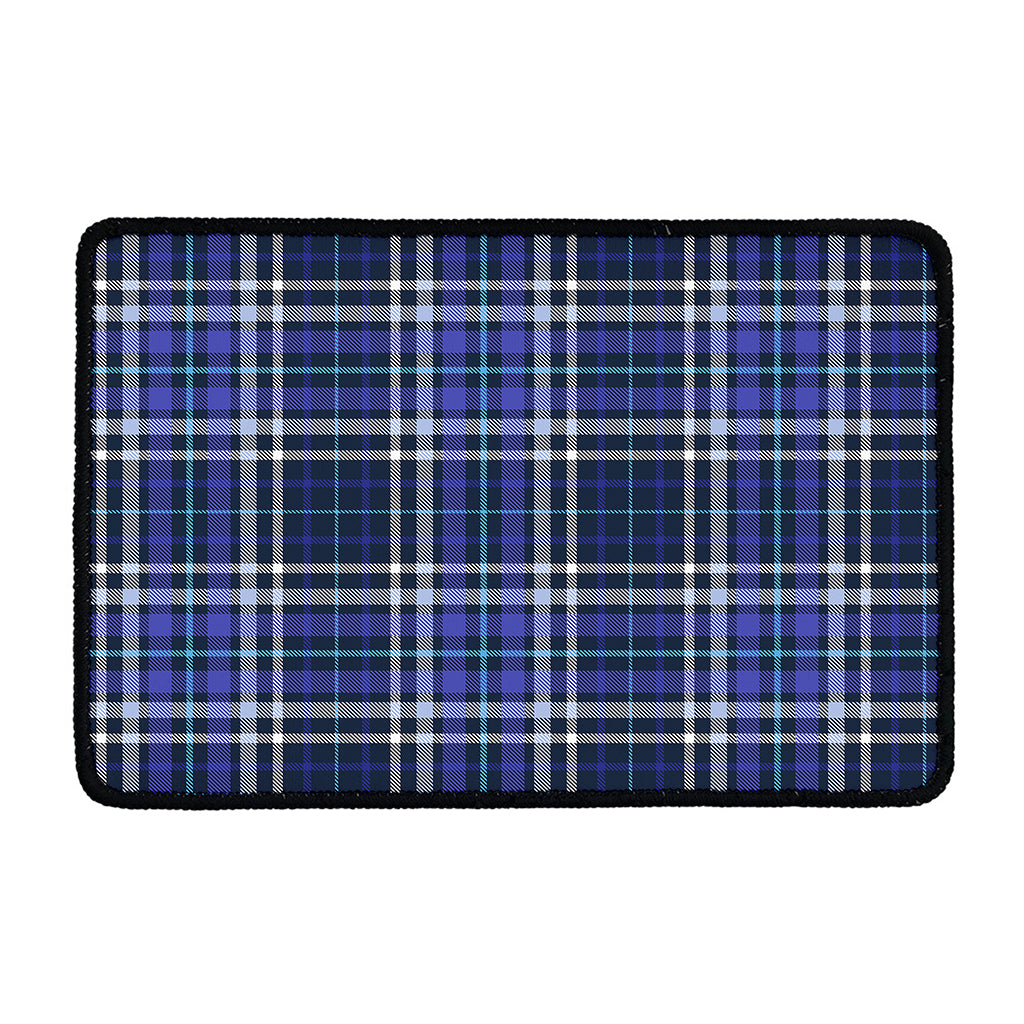 Blue Border Tartan Pattern Print Kitchen Mat