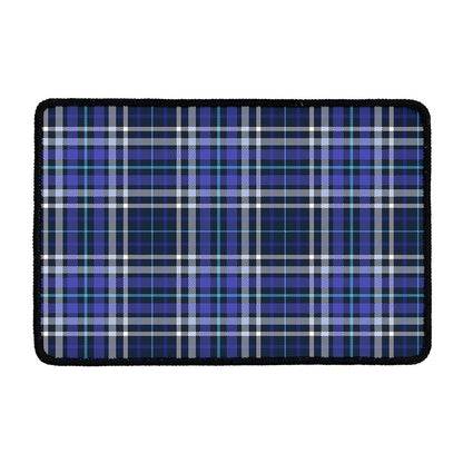 Blue Border Tartan Pattern Print Kitchen Mat