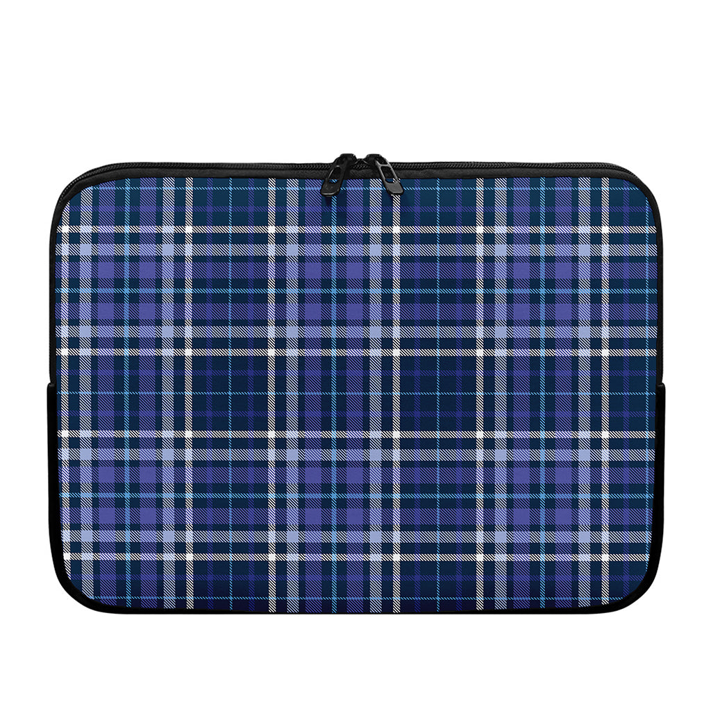 Blue Border Tartan Pattern Print Laptop Sleeve