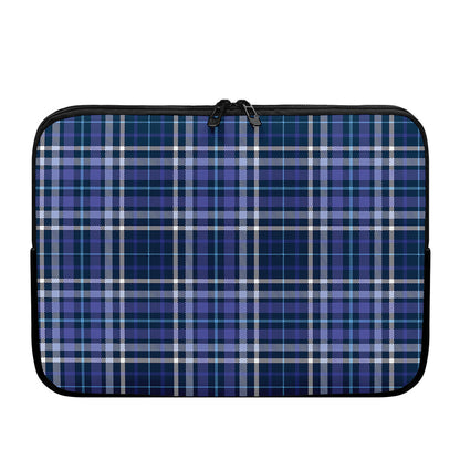 Blue Border Tartan Pattern Print Laptop Sleeve