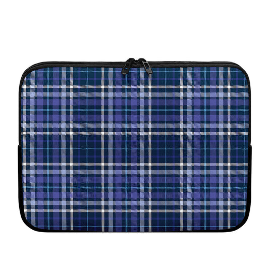 Blue Border Tartan Pattern Print Laptop Sleeve