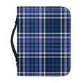 Blue Border Tartan Pattern Print Leather Bible Cover