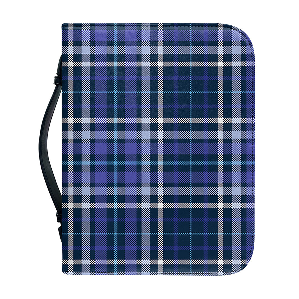 Blue Border Tartan Pattern Print Leather Bible Cover