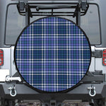 Blue Border Tartan Pattern Print Leather Spare Tire Cover