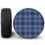 Blue Border Tartan Pattern Print Leather Spare Tire Cover