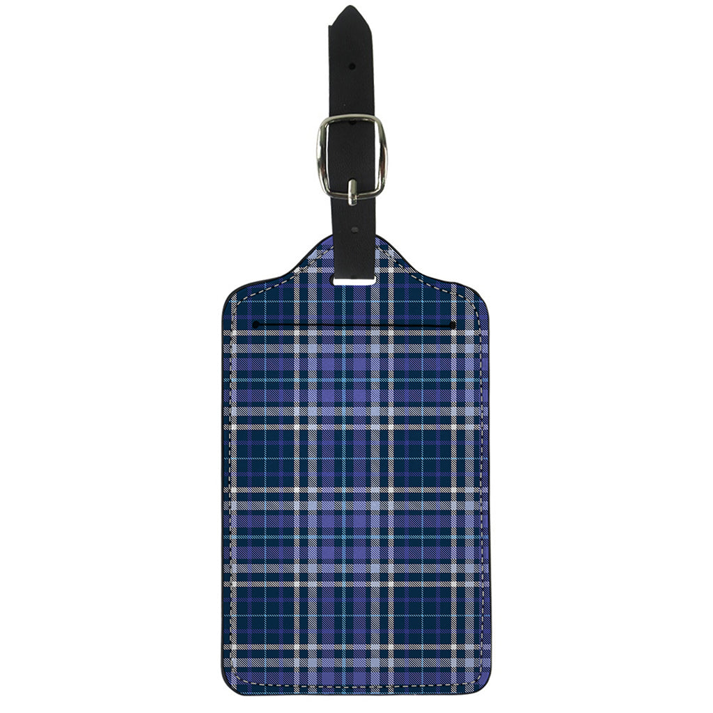 Blue Border Tartan Pattern Print Luggage Tag