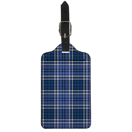 Blue Border Tartan Pattern Print Luggage Tag