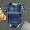 Blue Border Tartan Pattern Print Men's Bodysuit