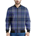 Blue Border Tartan Pattern Print Men's Bomber Jacket