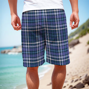 Blue Border Tartan Pattern Print Men's Cargo Shorts