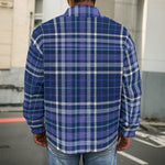 Blue Border Tartan Pattern Print Men's Shirt Jacket