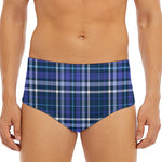 Blue Border Tartan Pattern Print Men's Triangle Swim Briefs