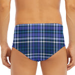 Blue Border Tartan Pattern Print Men's Triangle Swim Briefs